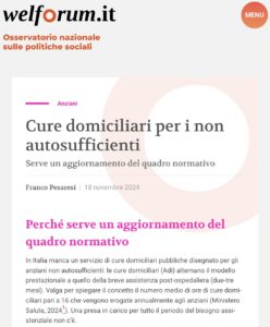 Book Cover: Cure domiciliari per i non autosufficienti